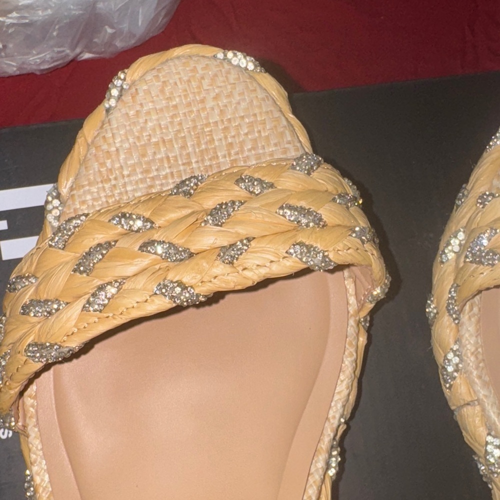 INC International Concepts Tan and Silver Woven Wedges - Picture 12 of 17